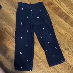 Hartstrings Black Corduroy Pants with Holiday Embroidery